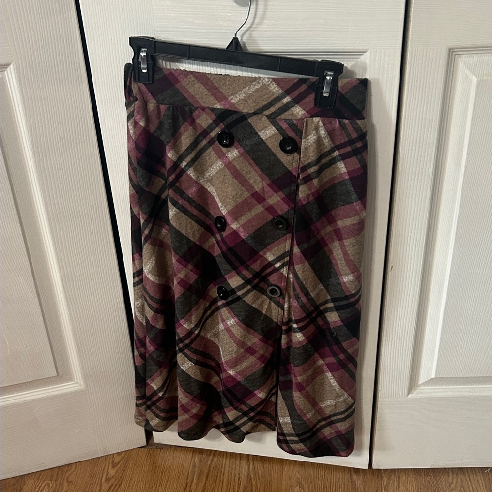 Robert Louis A-Line Plaid Skirt - Black, Pink, Brown